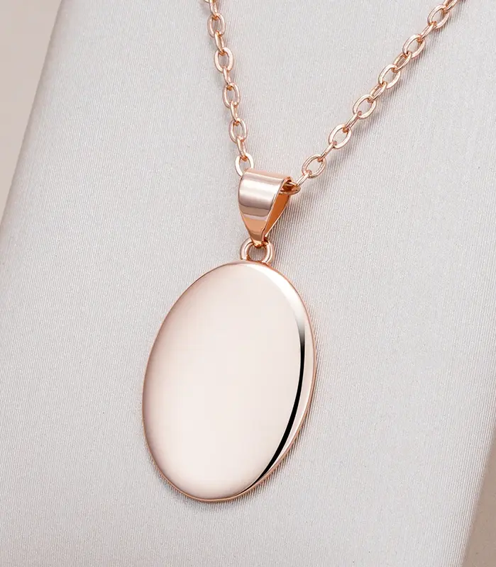 Kinel-collar con colgante ovalado brillante para mujer, colgante de moda de Color oro rosa 585, joyería fina diaria de alta calidad 1