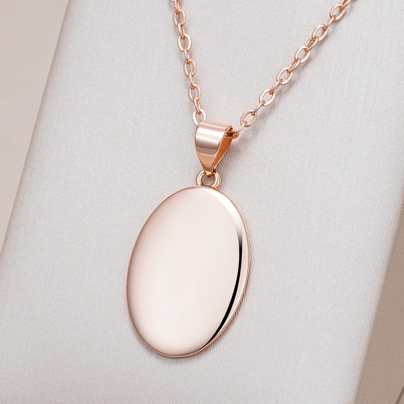 Kinel-collar con colgante ovalado brillante para mujer, colgante de moda de Color oro rosa 585, joyería fina diaria de alta calidad 1 Kinel-collar con colgante ovalado brillante para mujer, colgante de moda de Color oro rosa 585, joyería fina diaria de alta calidad 1