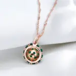 Kinel inusual collar con colgante de circón Natural verde brillante para mujer de lujo 585 Color oro rosa joyería fina para fiesta diaria 4