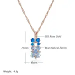 Kinel-collar con colgante de circón Natural azul brillante para mujer, tendencia 585, Color oro rosa, joyería fina para boda, regalo de cristal 2