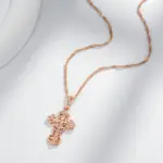 Kinel-collar con colgante de cruz de Color oro rosa 585, lujo, para mujeres y hombres, Iglesia Ortodoxa, Jesús, abalorio brillante, joyería fina diaria 5