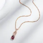 Kinel-collares con colgante de circón Natural rojo para mujer, Color oro rosa, colgante de flor de cristal, joyería Vintage fina diaria, tendencia 585 4