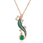 Kinel-collar con colgante de lagarto de circón Natural verde intenso para mujer, chapado en oro rosa 585, joyería Punk diaria de animales Vintage 6