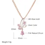 Kinel-collar con colgante de flor de circón Natural rosa brillante para mujer, joyería étnica diaria de mezcla de colores de oro rosa y plata 585 5