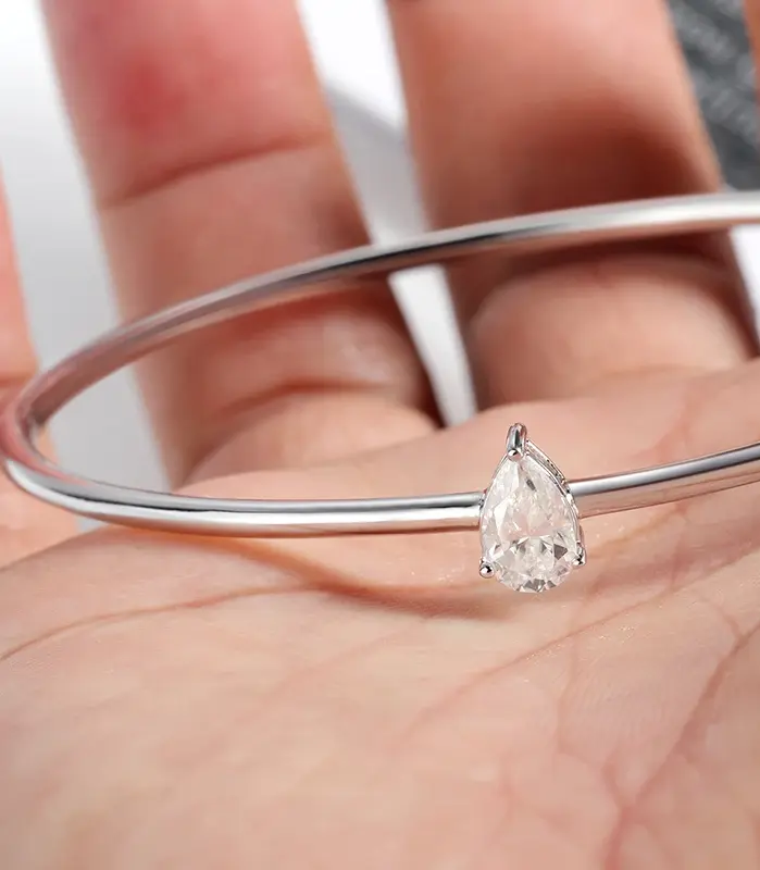 KNOBSPIN 1CT brazaletes de moissanita con corte de pera para mujer con certificado GRA D VVS1 Lab Diamond 100% pulseras de boda de plata esterlina s925 2