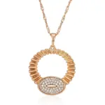 Kinel-collar con colgante grande de circonita Natural brillante para mujer, Color oro rosa 585, accesorios finos diarios, joyería 6