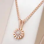 Kinel-collar con colgante de flor de cristal para mujer, Color oro rosa 585, accesorios de circón Natural totalmente brillante, joyería fina diaria 1