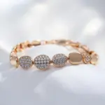 Kinel-pulsera de eslabones ovalados de oro rosa 585, pulseras finas de lujo con circonita Natural para uso diario, joyería étnica de boda 3
