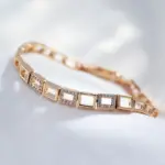 Kinel-pulsera de eslabones cuadrados de oro rosa para mujer, brazalete de circón Natural de lujo, pulseras diarias finas, joyería de boda étnica, 585 3