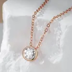 Kinel-collar con colgante de circón Natural para mujer, abalorios redondos simples de Color oro rosa 585, joyería fina diaria de alta calidad 3