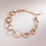 Kinel moda 585 oro rosa circón Natural círculos geométricos pulsera de eslabones mujeres finas modernas regalos de fiesta diarios joyería de boda 1
