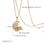 Kinel-collar con colgante de Luna para mujer, Color oro rosa 585, colgante de circón Natural, joyería para niño, regalo de cristal 2