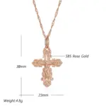 Kinel-collar con colgante de cruz de Color oro rosa 585, lujo, para mujeres y hombres, Iglesia Ortodoxa, Jesús, abalorio brillante, joyería fina diaria 2