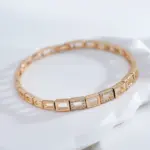 Kinel-pulsera de eslabones cuadrados de oro rosa para mujer, brazalete de circón Natural de lujo, pulseras diarias finas, joyería de boda étnica, 585 4