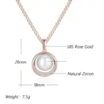 Kinel-collar con colgante de perlas geométricas para mujer, Color oro rosa 585, con circonita Natural, joyería de boda étnica bohemia 2