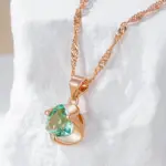 Kinel-collar con colgante nupcial de circón Natural verde romántico, Simple, de lujo, Color oro rosa 585, joyería fina diaria, regalo para mujer 3