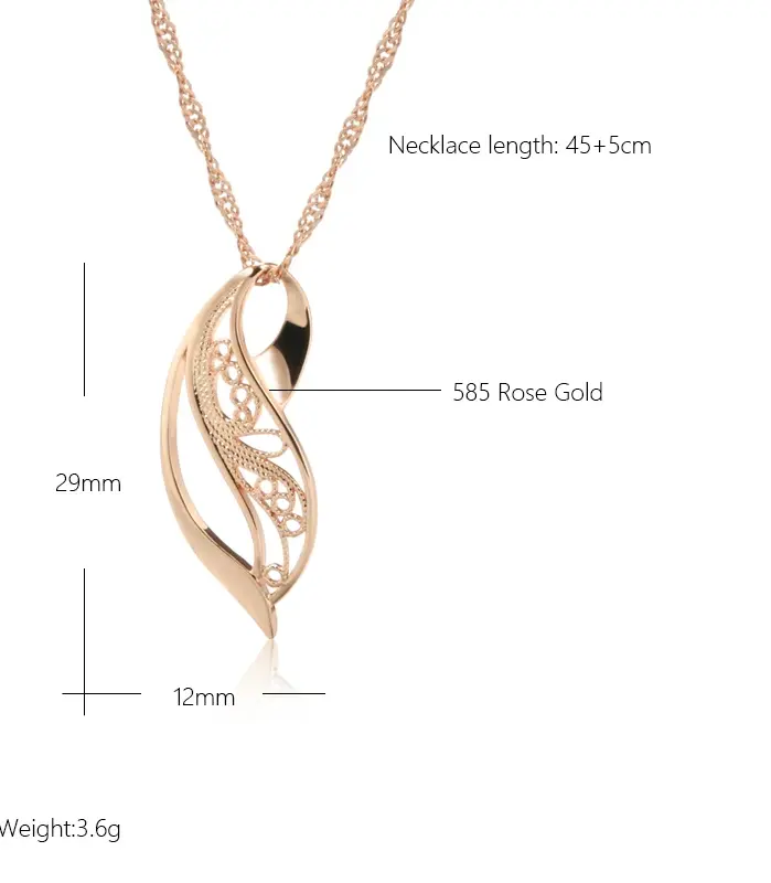 Kinel nueva tendencia collar con colgante brillante moda 585 Color oro rosa joyería étnica de Metal creativa collar diario romántico único 2