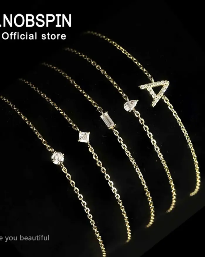 Pulseras de Moissanita con Certificación GRA D VVS1 de KNOBSPIN para Mujer, 14-20 cm, Elegantes y Combinables, Chapadas en Plata de Ley s925 y Oro de 18k 1