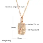 Kinel-collar con colgante cuadrado para mujer, Color oro rosa 585, con accesorios de circón Natural, joyería étnica para boda y novia 2