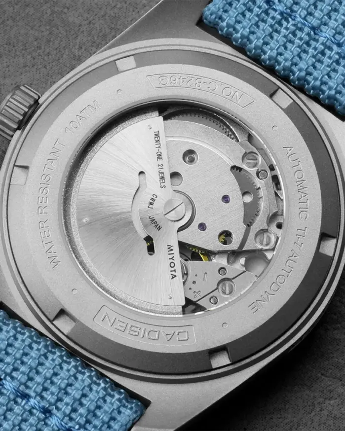 Reloj de Pulsera CADISEN TI-7 Autodyne de Acero y Titanio, Mecánico Automático, con Correa de Lona, MIYOTA 8215, Luminoso, con Cristal de Zafiro, Resistente al Agua, para Hombre 2