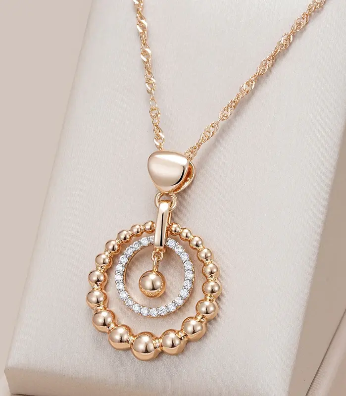 Kinel-collar con colgante de circonita Natural para mujer, cuenta brillante, Color oro rosa y plata, mezcla diaria, joyería fina Retro, moda 585 1