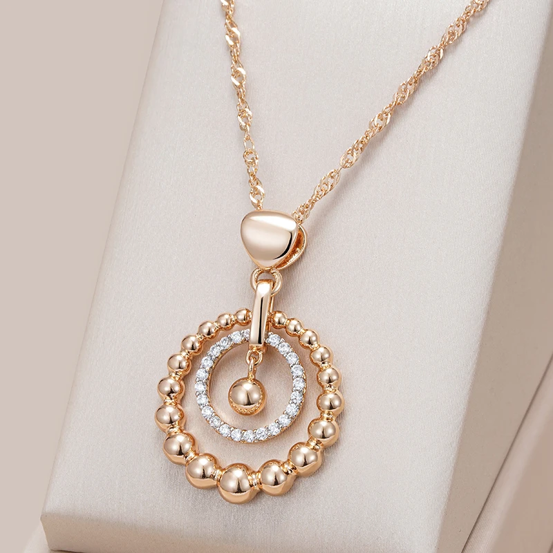 Kinel-collar con colgante de circonita Natural para mujer, cuenta brillante, Color oro rosa y plata, mezcla diaria, joyería fina Retro, moda 585 1 Kinel-collar con colgante de circonita Natural para mujer, cuenta brillante, Color oro rosa y plata, mezcla diaria, joyería fina Retro, moda 585 1