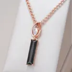 Kinel, collar con colgante de circón Natural negro cuadrado largo para mujer, Color oro rosa 585, joyería fina diaria de alta calidad 1