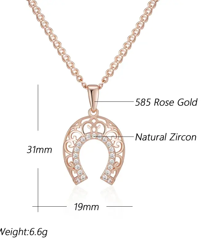 Kienl-collar con colgante largo para mujer, Color oro rosa 585, flor de cristal, accesorios de circón Natural, joyería Vintage diaria 2