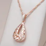 Kinel-collar con colgante brillante único para mujer, moda 585, Color oro rosa, flor de Metal, joyería Retro fina de alta calidad 1