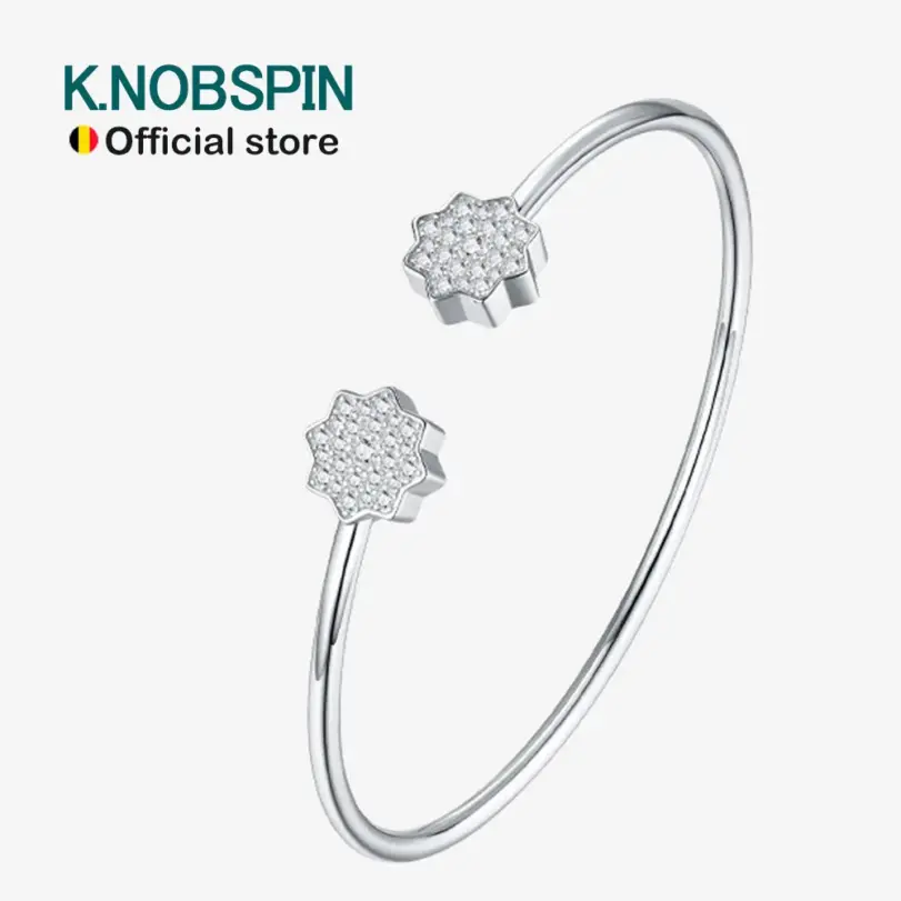 Brazalete Knobspin de Moissanita D VVS1, Corte Brillante, Chapado en Plata 925, Oro Blanco de 18k, Certificado GRA, para Mujer 1