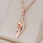 Kinel-collar con colgante de circón Natural brillante para mujer, colgante de Animal de Color oro rosa 585, joyería Vintage para fiesta diaria 1