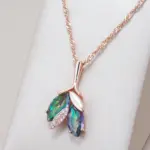 Kienl-collar con colgante de flor de cristal para mujer, Color oro rosa 585, accesorios coloridos de circón Natural, joyería fina diaria 1