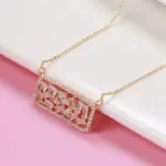 Kinel-collar con colgante cuadrado de circón Natural para mujer, joyería fina diaria de alta calidad, Color oro rosa, a la moda, 585 3