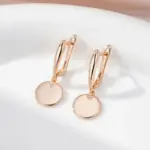 Kinel-collares con colgante de moneda redonda para mujer, Color oro rosa 585, colgante brillante de circón Natural Simple, joyería fina diaria 5