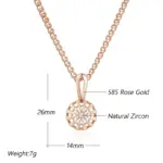 Kinel-collar con colgante de flor de cristal para mujer, Color oro rosa 585, accesorios de circón Natural totalmente brillante, joyería fina diaria 2