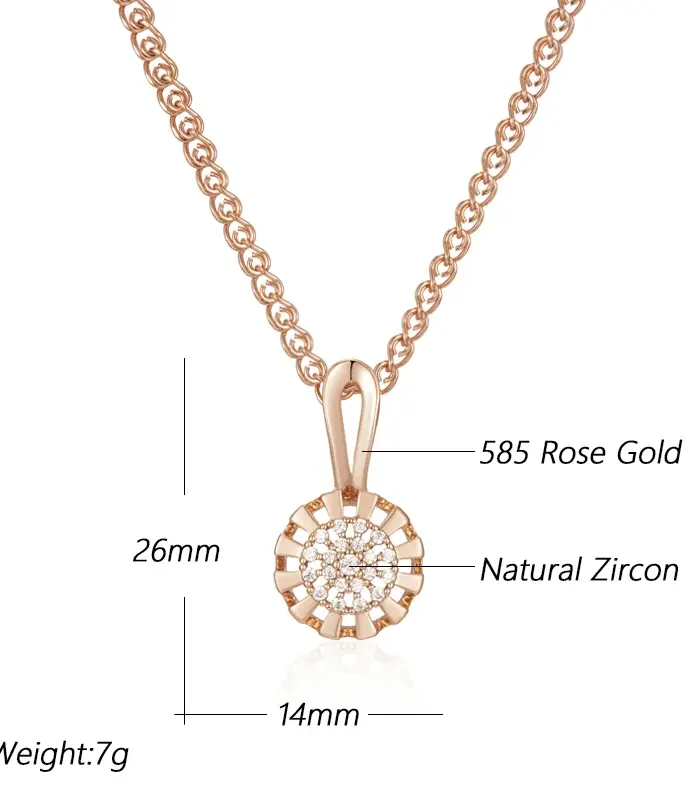 Kinel-collar con colgante de flor de cristal para mujer, Color oro rosa 585, accesorios de circón Natural totalmente brillante, joyería fina diaria 2