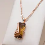 Kinel-collar con colgante de circón Natural para mujer, color marrón claro, cuadrado Simple, Color oro rosa 585, joyería diaria de alta calidad 1