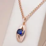 Kienl-Cadena de caracol clásica para mujer, collar con colgante de Color oro rosa 585, accesorios de circón Natural azul, joyería diaria de alta calidad 1