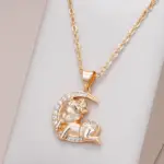 Kinel-collar con colgante de Luna para mujer, Color oro rosa 585, colgante de circón Natural, joyería para niño, regalo de cristal 1
