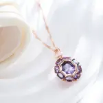 Kinel inusual brillante ovalado púrpura colgante de circón Natural collar para mujer de lujo 585 Color oro rosa joyería diaria de fiesta 5