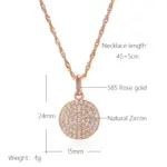 Kinel-collar con colgante redondo de circón Natural brillante para mujer, moda 585, Color oro rosa, joyería fina diaria de alta calidad 2