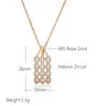 Kinel-collar con colgante ancho cuadrado único para mujer, moda 585, Color oro rosa con circonita Natural, joyería Retro étnica para novia 2