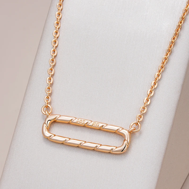 Kinel-collar con colgante brillante de lujo para mujer, joyería fina diaria de alta calidad, geometría, Color oro rosa 585 1 Kinel-collar con colgante brillante de lujo para mujer, joyería fina diaria de alta calidad, geometría, Color oro rosa 585 1