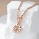 Kinel-collar con colgante de flor de cristal para mujer, Color oro rosa 585, accesorios de circón Natural totalmente brillante, joyería fina diaria 3