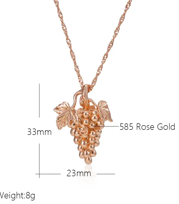 Kienl-collar con colgante grande de uva brillante para mujer, moda novedosa, único, Color oro rosa 585, regalo de joyería Vintage fino para uso diario 2