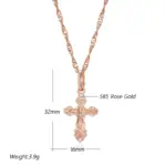 Kinel-collar de lujo con colgante de Cruz de circón Natural para mujer, Color oro rosa 585, encanto de Jesús de la Iglesia Ortodoxa, joyería fina diaria 2