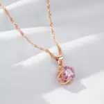 Kinel-collar de circón Natural rosa romántico para mujer, oro rosa 585, regalo de pareja de lujo, colgante Simple, joyería fina diaria 4