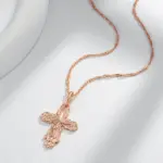 Kinel-collar con colgante de cruz de Color oro rosa 585, lujo, para mujeres y hombres, Iglesia Ortodoxa, Jesús, abalorio brillante, joyería fina diaria 4