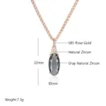 Kinel-collar con colgante ovalado grande para mujer, color gris intenso, tendencia 585, Color oro rosa con circón Natural, joyería fina diaria de alta calidad 2