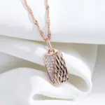 Kinel-collar con colgante cuadrado para mujer, Color oro rosa 585, con accesorios de circón Natural, joyería étnica para boda y novia 4